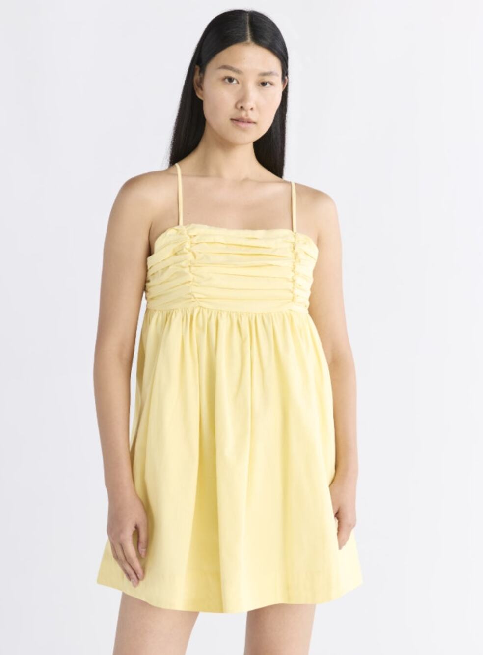 Free Assembly Yellow Cotton Babydoll Mini Dress Size L 12-14 EUC
